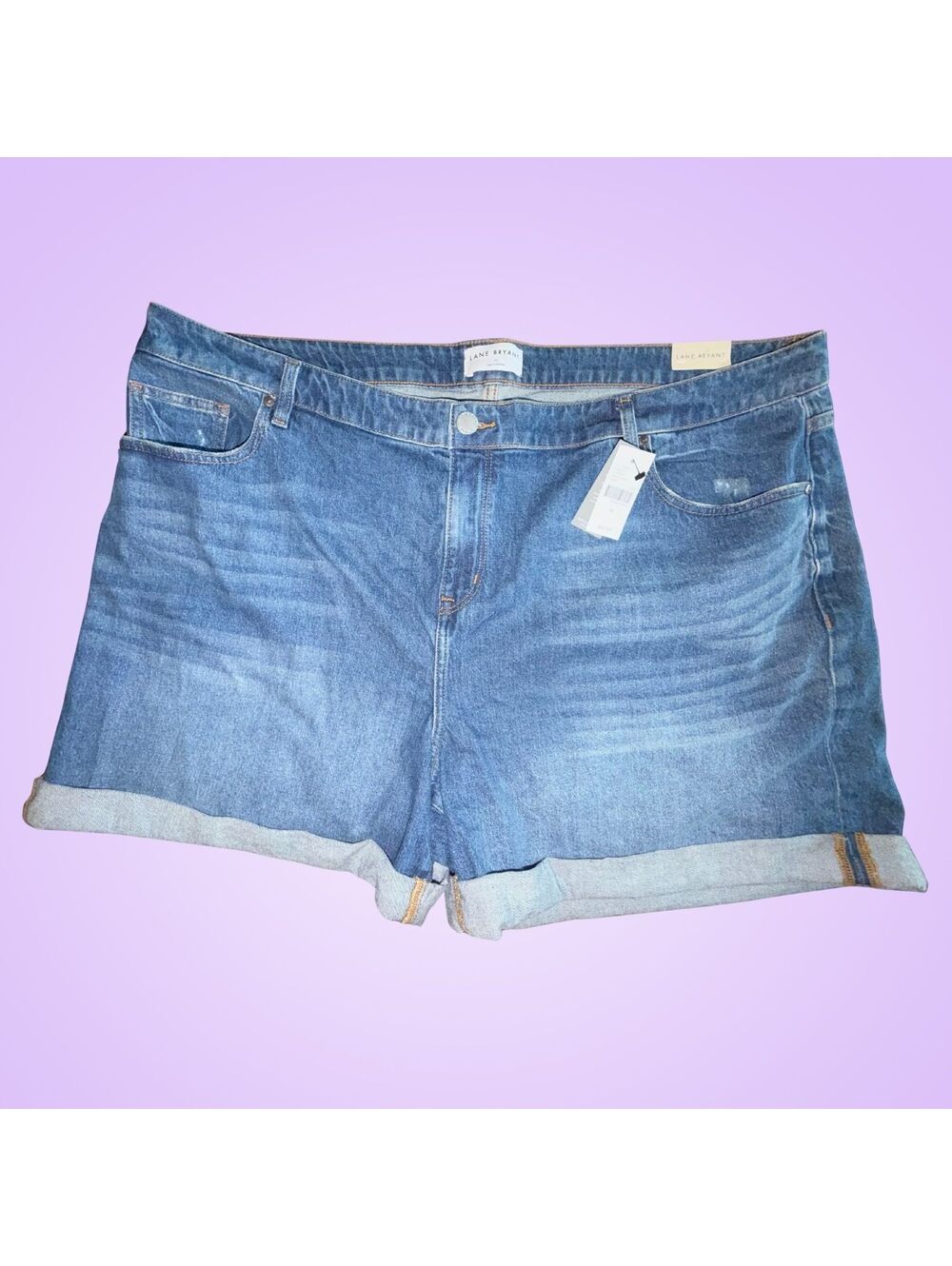 Women's Brand New Plus Size 24 Lane Bryant Blue Denim Cuffed Jean Shorts